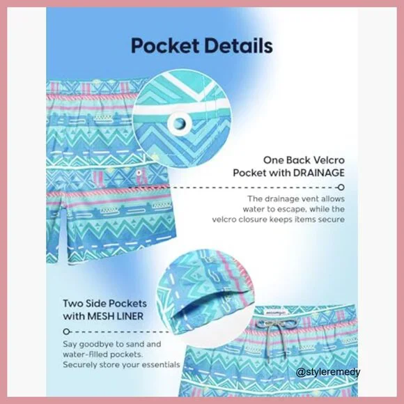 Quick Dry Swim Trunks with Mesh Lining and Pockets